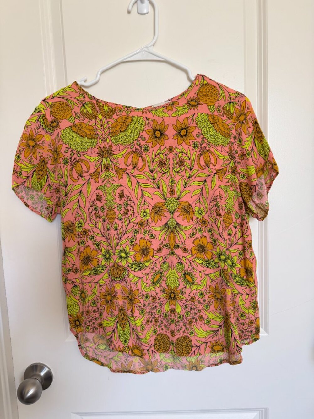 Bright Floral Short Sleeve Blouse | H& M | US 10